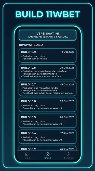 Riwayat Versi Aplikasi 11wbet untuk Android