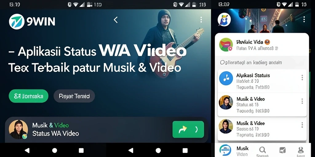 Antarmuka aplikasi 9WIN menampilkan berbagai pilihan video status WA yang menarik.