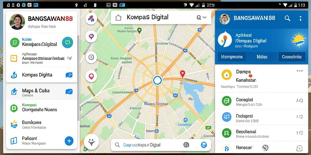 Tampilan antarmuka BANGSAWAN88 dengan fitur kompas digital.