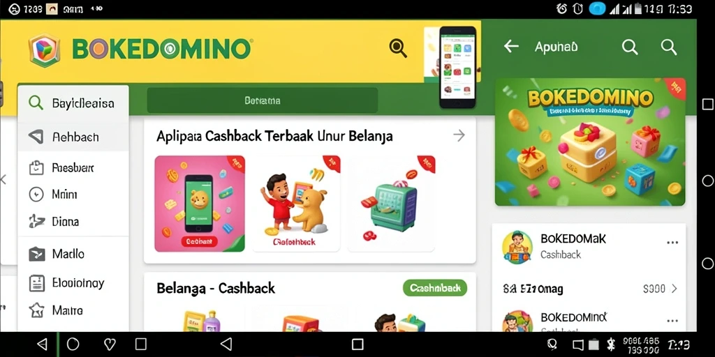 Antarmuka BOKEDOMINO menampilkan fungsi Cashback dengan jelas dan mudah digunakan.