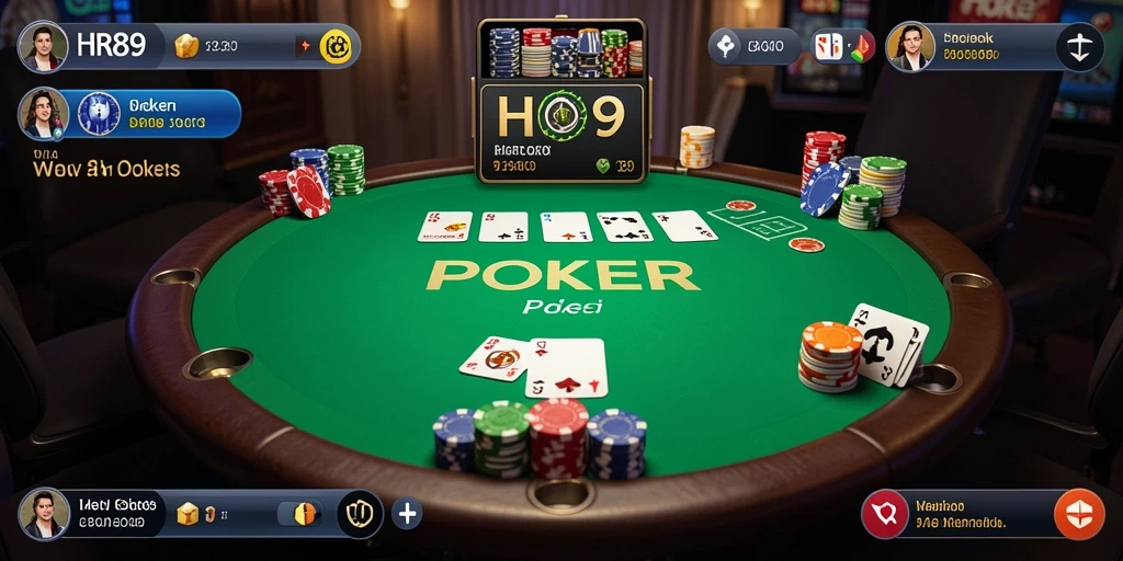 Tampilan antarmuka permainan Poker HR89 yang menarik dan interaktif.