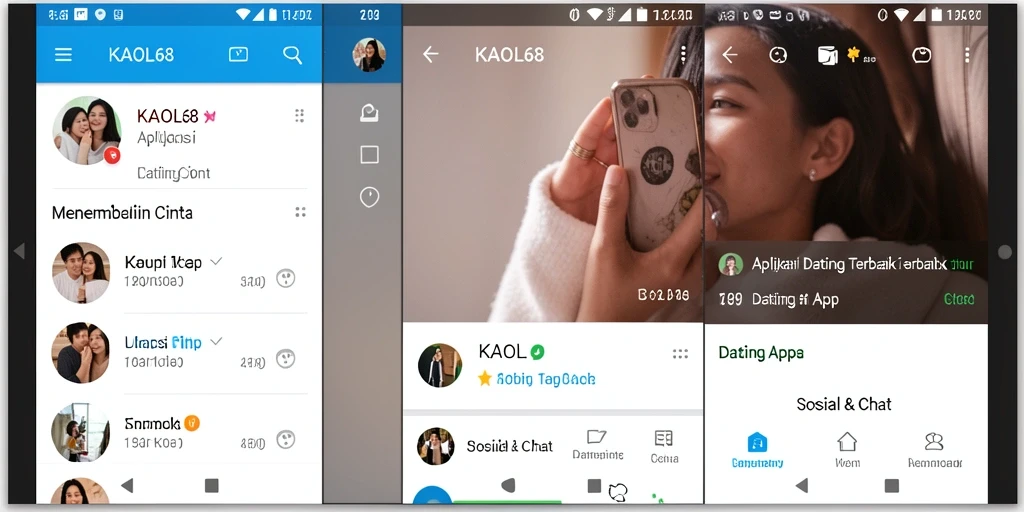 Tampilan antarmuka KAOL68 yang user-friendly untuk aplikasi Dating App.