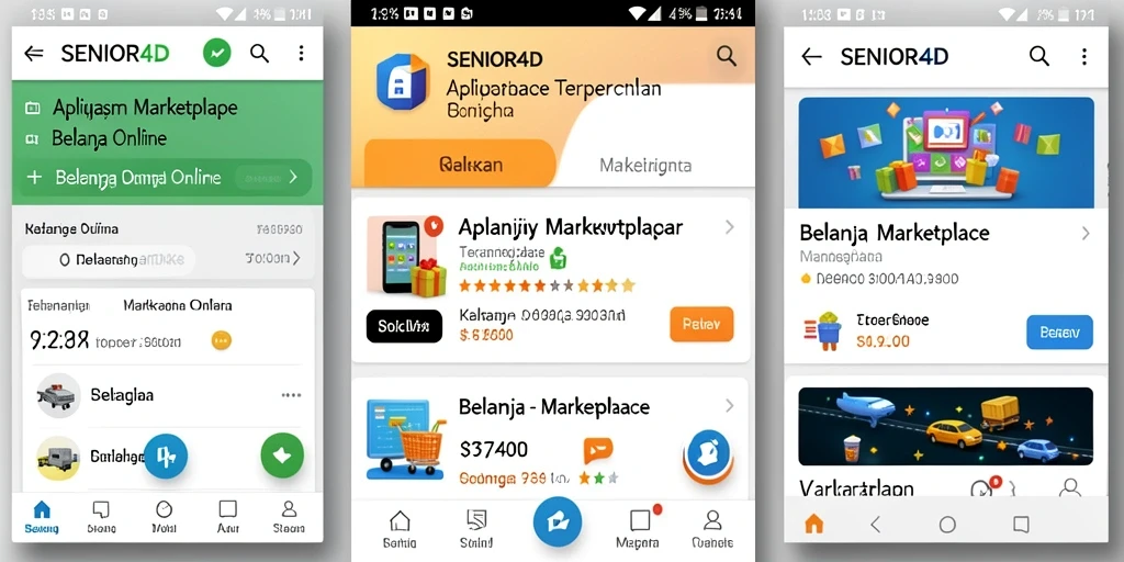 Antarmuka pengguna SENIOR4D yang sederhana dan efisien untuk belanja online.