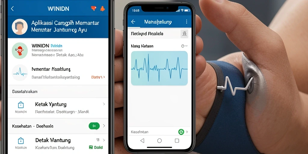 Antarmuka WINIDN menampilkan grafis pemantauan detak jantung yang jelas dan informatif.